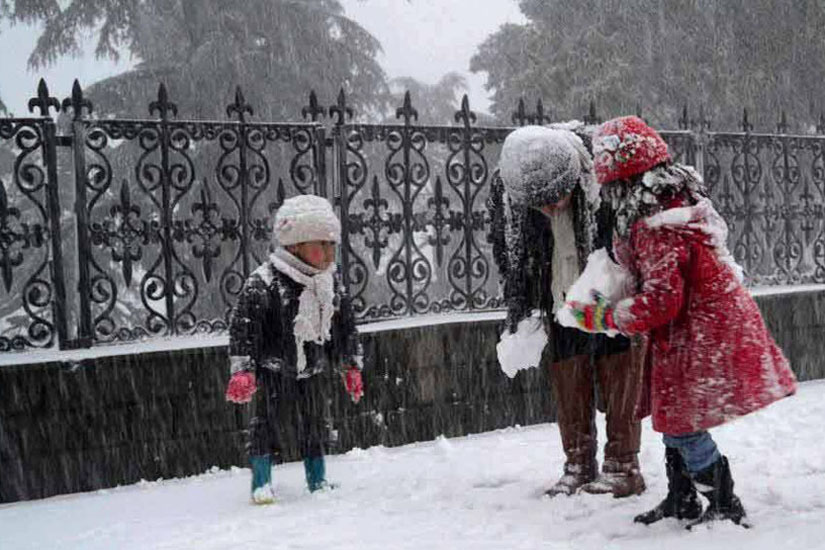 children playing with snow