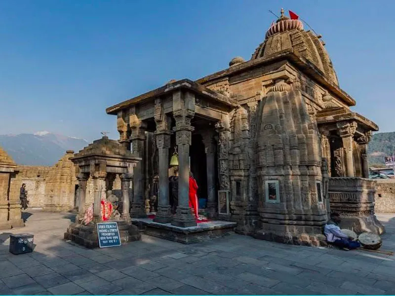 Ancient stone Nagara architecture of historic Baijnath Temple dedicated to Lord Shiva near Dharamshala
